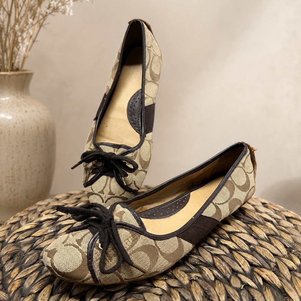 Coach Josie Q229 Ballet Flats Womens 11M Brown Signature C Monogram Y2K 2007